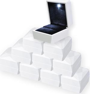 LED Light Diamond Ring Box White Velvet Jewelry Gift Wedding Engagement 10 Packs