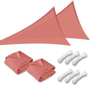 2 Pack 11 Ft 97% UV Block HDPE Triangle Sun Shade Sail Canopy Outdoor Patio Yard