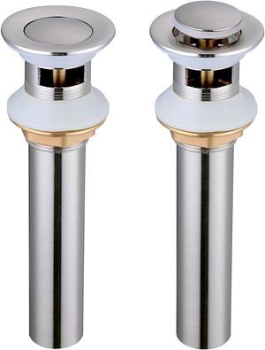 Aquaterior 2 Pack 1 3/8" Pop up Drain Faucet Vessel Vanity Sink Drain Stopper Brass Brushed Nickel Finish Overflow