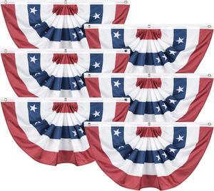 1.5x3 Ft USA Pleated Fan Flag Half Fan Banner American Bunting Decoration 6 Pack