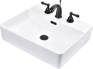 Aquaterior Rectangle Bathroom Basin Ceramic Countertop Sink with Faucet Drain