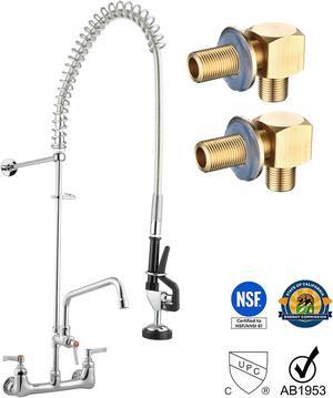 Aquaterior Wall Mount Commercial Faucet w/ Installation Kit Pre-Rinse 44" Height