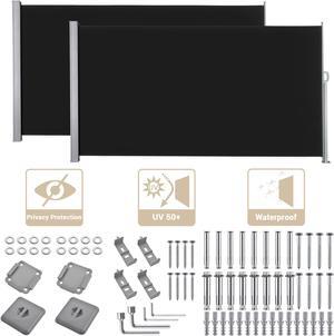 Yescom 240"x63" Retractable Patio Screen Outdoor Partition Side Awning Privacy Wind Sun Shade Divider,2 pack of 120x63"