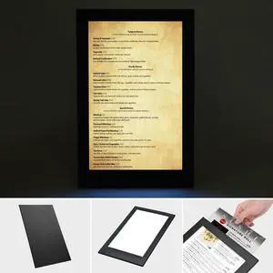 WeChef LED Back Lit Light Menu Holder Cover Wine List Single Panel Fits 8"x14" Paper for Hotel Club