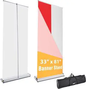 33"x81" Aluminum Retractable Roll Up Banner Stand Trade Show Display Portable