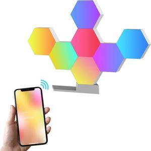 Yescom WiFi Smart LED Light Kit Splicing 7 Block Base 16 Million Color Work w/ Alexa Google Decor Gifts