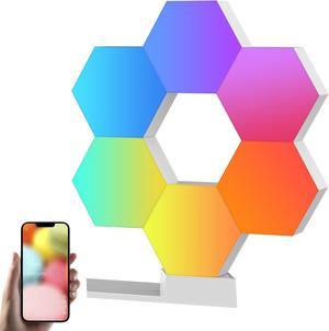 Yescom WiFi Smart LED Light Kit Splicing 6 Block Base 16 Million Color Work w/ Alexa Google Decor Gifts