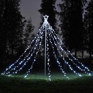 12 Ft Waterfall Cone Tree Light with 362 LED Star 9 Strings Christmas Cold White