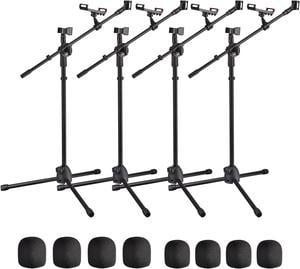4 Packs Microphone Boom Arm Stand Dual Mic Clips Adjustable Tripod Phone Holder