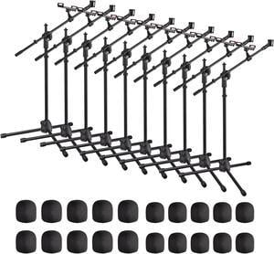 10 Pack Microphone Boom Arm Stand Height Adjustable Tripod Phone Holder Mic Clip