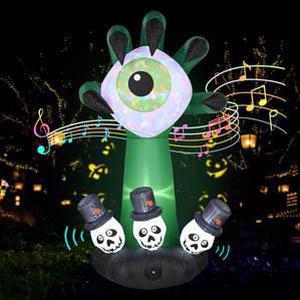 Yescom 6FT Halloween Inflatables Outdoor Decoration,Blowup Yard Monster Hand Eyeball LED Lights 2024