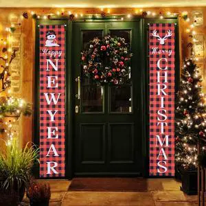 Yescom Merry Christmas New Year Door Sign,Porch Sign Banner,Hanging 2 Pack Xmas Party Decorations Yescom Merry Christmas New Year Door Sign,Porch Sign Banner,Hanging 2 Pack Xmas Party Decorations