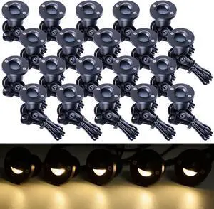 Yescom 12V LED Warm White Deck Stair Light Lamp Waterproof Yard Patio Pathway Landscape 20 Pack