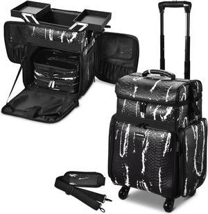 Byootique Soft Sided Rolling Makeup Train Case Cosmetic Organizer Crocodile