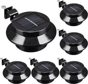 Yescom Solar Gutter Light Outdoor Waterproof 3 LED Deck Fence Lights with Bracket Wall Garden Stair Yard Black 6Pcs