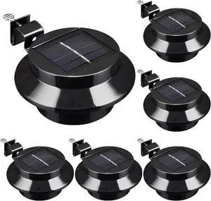 Yescom LED Solar Gutter Outdoor Wall Light Security Waterproof Garden Yard Pathway Stair Black  6 Pack