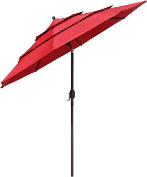 Yescom 10 Ft 3 Tier Patio Umbrella with Crank Handle Push to Tilt Home Garden