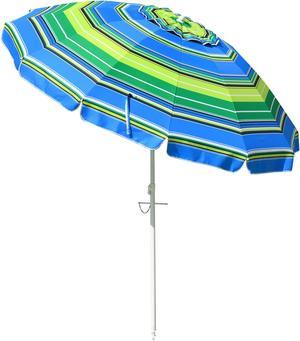 Yescom 8 Ft Striped Outdoor Umbrella UV Protection Sunshade Tilt Sand Anchor