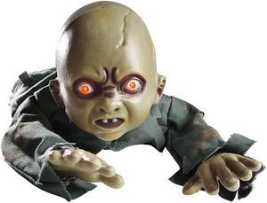 Animated Crawling Baby Zombie Scary Ghost Baby Doll Halloween Decor Sound Sensor Flashing Eyes 2024