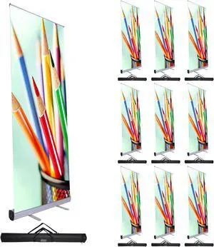 Instahibit 10pcs 33"x79" Retractable Rollup Banner Stand Trade Show Signage Display Promotion Store Portable