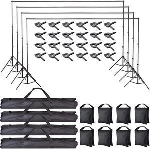 7x10Ft Photography Background Backdrop Support Stand Kit For Live Stream 4 Packs