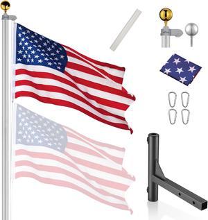 Yescom 20 Sectional Flag Pole Kit 3x5 US FlagAluminum PoleScrewdriver Fly 2 Flags