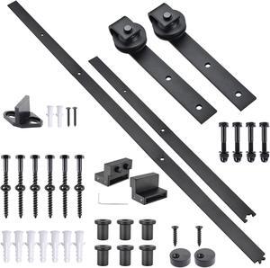Aquaterior 6.6 Ft Sliding Barn Door Hardware Kit Closet Hang Style Track Rail