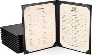 WeChef 10 Packs Restaurant Menu Covers 8.5 x 11 Book Style 2 Pages 2 Views Black