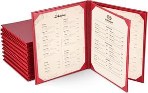 WeChef 10 Packs Restaurant Menu Covers 8.5 x 11 Book Style 3 Pages 4 Views Burgundy