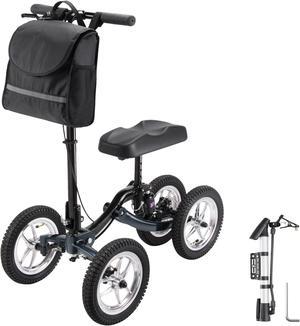 Yescom Knee Scooter, Medical Foldable All Terrain Knee Walker for Adults for Foot Surgery, Black