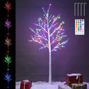 6 Ft Birch Tree Light 305 RGB LED Color Changing Home Outdoor Christmas Decor