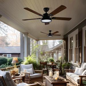 DELight 52" Ceiling Fan with Light & Remote 6 Speed LED Chandelier Lamp Bedroom 2 Pack