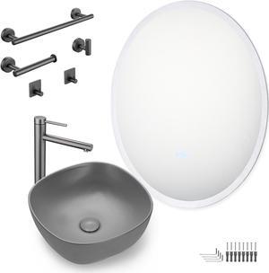 Aquaterior Bathroom Above Counter Ceramic Vessel Sink Single Handle Faucet Kit