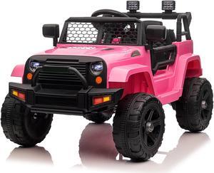 Yescom 12V Kids Ride On Truck Car Jeep with Remote Control, LED,3 Speeds Pink