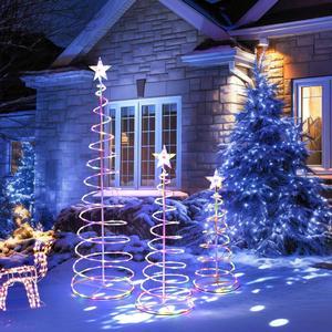 Yescom Set of 3 LED Christmas Spiral Light Kit 6Ft 4Ft 3Ft Battery Garden Party