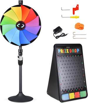WinSpin 24" Dual Use 12 Slots Prize Wheel Prize Drop Game Board Kit w/ LED Light