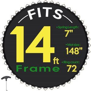 Yescom Trampoline Replacement Mat W/72V-Ring For 14" Trampoline Frame 7" Spring , UV Resistant Outdoor Garden