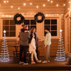 Yescom 5ft LED Spiral Tree Light Cool White 182 LEDs Battery Powered Indoor Outdoor Holiday Christmas Decoration Lamp 5 Packs