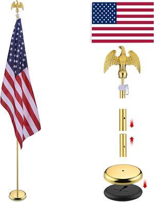 Yescom 8FT Sectional Indoor Flag Pole Kit Eagle Topper Aluminum Gold Pole & 3x5Ft US Flag with Base Stand Office Hall Yescom 8FT Sectional Indoor Flag Pole Kit Eagle Topper Aluminum Gold Pole & 3x5Ft US Flag with Base Stand Office Hall