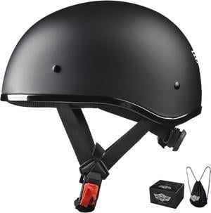 AHR German Style Half Face Motorcycle Helmet DOT Bike Chopper Cruiser Scooter