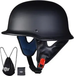 AHR RUN-G DOT German Style Motorcycle Half Helmet Open Face Cruiser Chopper Biker Scooter Vintage XS