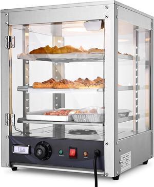 WeChef 15" Commercial Countertop Food 3-Tier Pizza Warmer with LED Adjustable Lighting Food Heater Display Case Stainless Steel for Buffet Restaurant Pizza Display Case