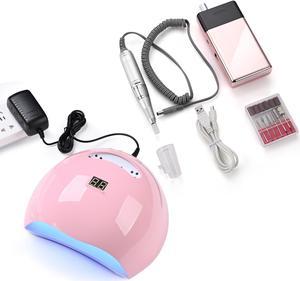 Byootique Portable Rechargeable Nail Drill w/ UV LED Nail Lamp Dryer 30000RPM Electric Nail Drill Cordless File Machine Kit Manicure Pedicure Salon Home