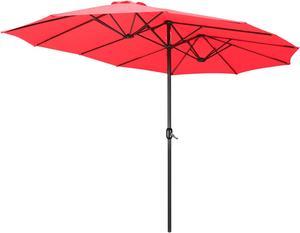 14' Double-sided Twin Patio Umbrella Sun Shade UV30+ Fade Resistant Crank Outdoor Garden Market Red