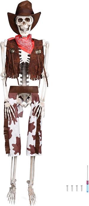 Yescom Pirate Life Size Skeleton Poseable Cowboy Halloween Party Decoration Haunted House Props 2024