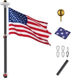 30 Ft Telescopic Aluminum Flag Pole Kit with 111 LED Solar Light US Flag Garden