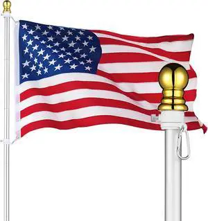 Yescom Bravery 10Ft Sectional Flag Pole Kit Aluminum Outside Inground Yard Garden with 3'x5' USA Flag Ball Top Silver