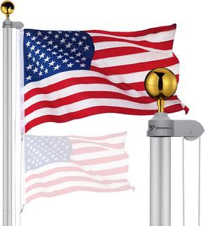 Yescom Bravery 30Ft Sectional Flag Pole Kit Aluminum Outside Inground Yard Garden with 3'x5' USA Flag Ball Top Silver Yescom Bravery 30Ft Sectional Flag Pole Kit Aluminum Outside Inground Yard Garden with 3'x5' USA Flag Ball Top Silver
