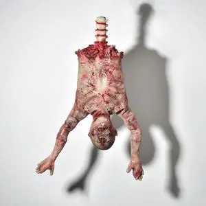 37" Animated Halloween Prop Half Body Skinned Hanging Corpse Torso Haunted House Party Decoration 2024