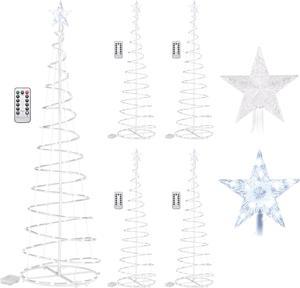 Yescom Twinkle 6Ft Spiral Christmas Tree Light 182 LED 8 Model for Indoor Outdoor Yard Decoration Cool White 5Pack